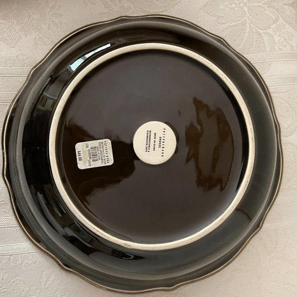 Pottery Barn Dining Pottery Barn Serving Bowl Bronze Gold Beaded